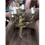 Exceptional quality gilded bronze five branch wall sconce in the Rocco manner {56 cm H x 39 cm W x