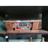 Fifo and Bonny Tomato wooden advertising crates. {15 cm H x 44 cm W x 27 cm D}.