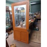 Painted pine door with frosted glass Boulangerie insert. {216 cm H x 97 cm W}.