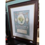 Guardian Assurance Company advertisement in original stamped wooden frame. {64 cm H x 52 cm W}.