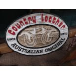 Country Leather Australian Original fibreglass advertising sign. {43 cm H x 60 cm W}.