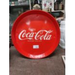 Enjoy Coca Cola tin plate drinks tray. {30 cm Diam}.