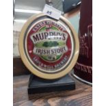 Murphy's Stout light up counter sign. {18 cm H x 13 cm W x 8 cm D}.