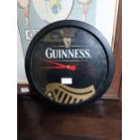 Guinness tin plate advertising clock {31 cm Diam}.