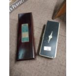 Bushmills box and Art Deco Box. {30 cm H x 9 cm W x 9 cm D} and {5 cm H x 9 cm W x 14 cm D}