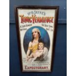 Original Dr D Jaynes tonic vermifuge framed poster {H 96cm x W 50cm}