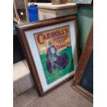 Carrolls Dundalk framed advertising print. {58 cm H x 30 cm W}.