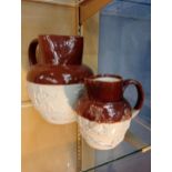 Pair of glazed water jugs {H 23cm x Dia 17cm Small H 13cm x Dia 10cm }