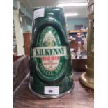 Green Kilkenny Irish Beer counter font. {26 cm H x 14 cm W x 14 cm D}.
