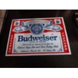 Budweiser King of Beers enamel advertising sign. {29 cm H x 26 cm W}.