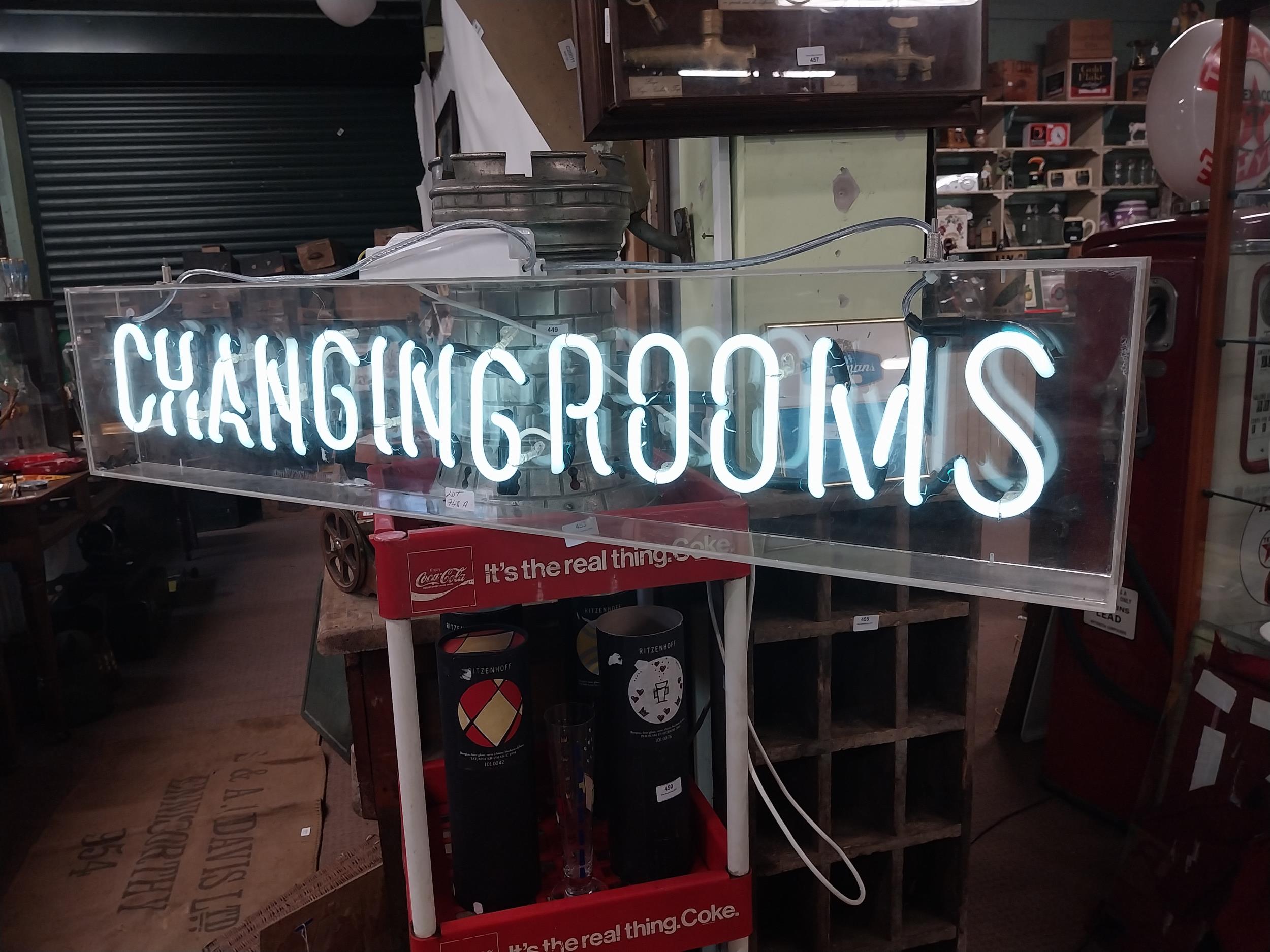 Neon Changing Rooms Perspex light up sign in working order. {25 cm H x 125 cm W x 9 cm D} - Image 4 of 6