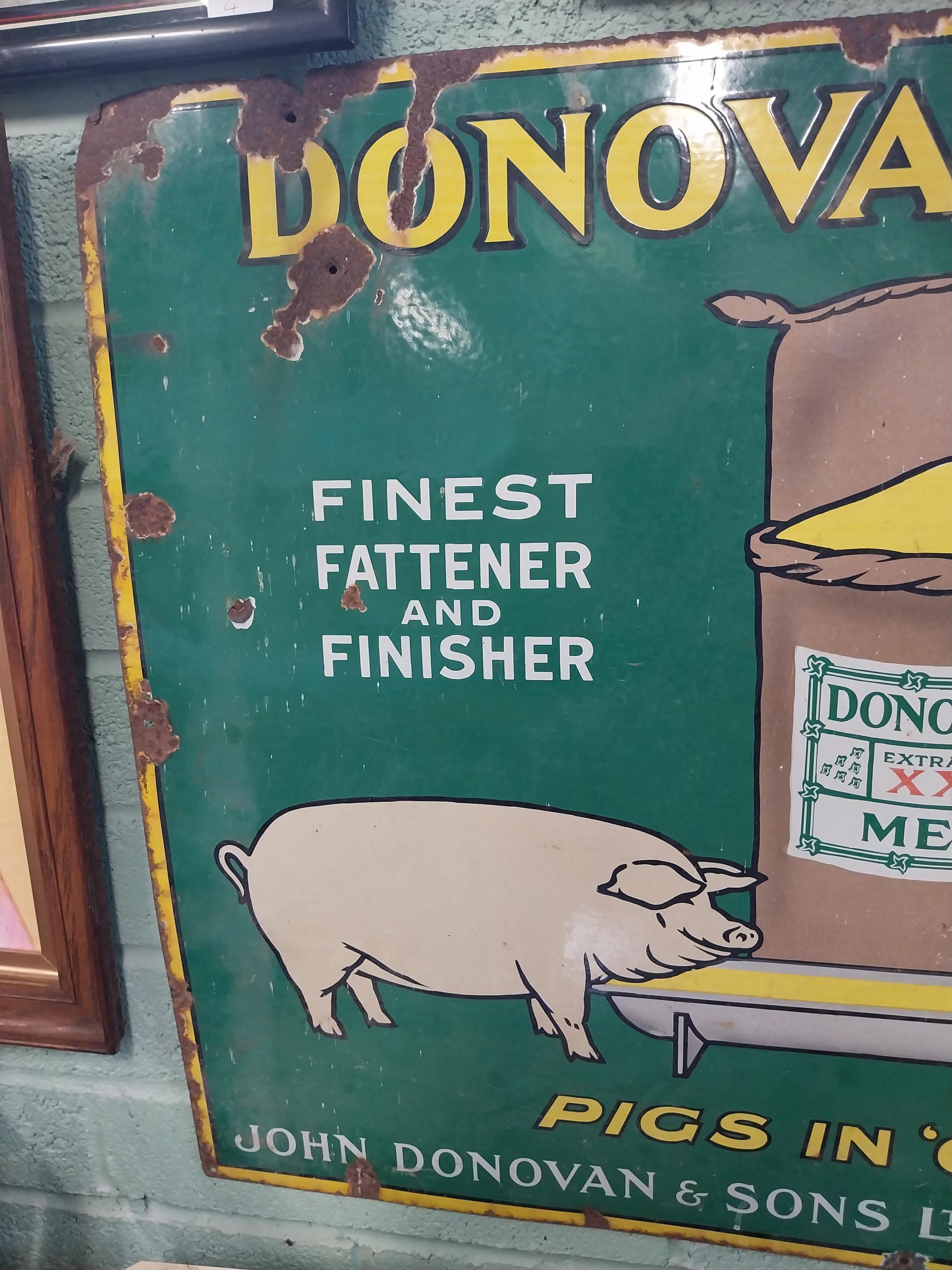 Rare pictorial Donovan's Meal Pigs In Clover John Donovan and Sons Tralee enamel advertising sig. { - Image 4 of 6