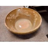 19th C. glazed terracotta cream bowl {20 cm H x 50 cm Dia.}.