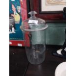 Early 20th C. glass lidded sweet jar {26 cm H x 12 cm Dia.}.