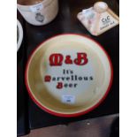 M and B It’s a marvellous beer tin plate drinks tray. {26 cm Diam}.