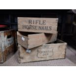 Three wooden advertising boxes - Canada Dry, Lamb Brothers Dublin and Rifle Horse Nails. {8 cm H x
