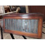 1970's mahogany and frosted glass bar divider {153 cm H x 81 cm W} and two bar divider tops {46 cm H