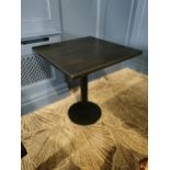Pair of good quality pub - bar - café - restaurant square tables with ebonised top raised on metal