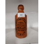 A and R Thwaites of Dublin stoneware Ginger Beer bottle. {17 cm h x 7 cm Diam}.