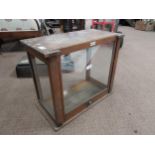 Mahogany and glass scales cabinet. {43 cm H x 52 cm W x 28 cm D}.