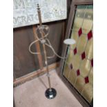 19th C. brass and ceramic shop hat display stand. {108 cm H x 30 cm W}.