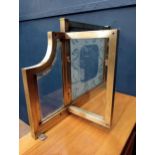 Brass etched glass counter screen divider {H 64cm x W 66cm x D 24cm }