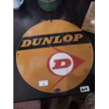 Enamel Dunlop advertising sign. {39 cm Diam}.