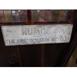 Humber The Aristocrat of Bicycles alloy advertising sign. {31 cm H x 107 cm W}.