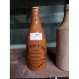 E Smithwick and Sons Kilkenny stoneware Ginger Beer bottle. {20 cm H x 7 cm Diam}.