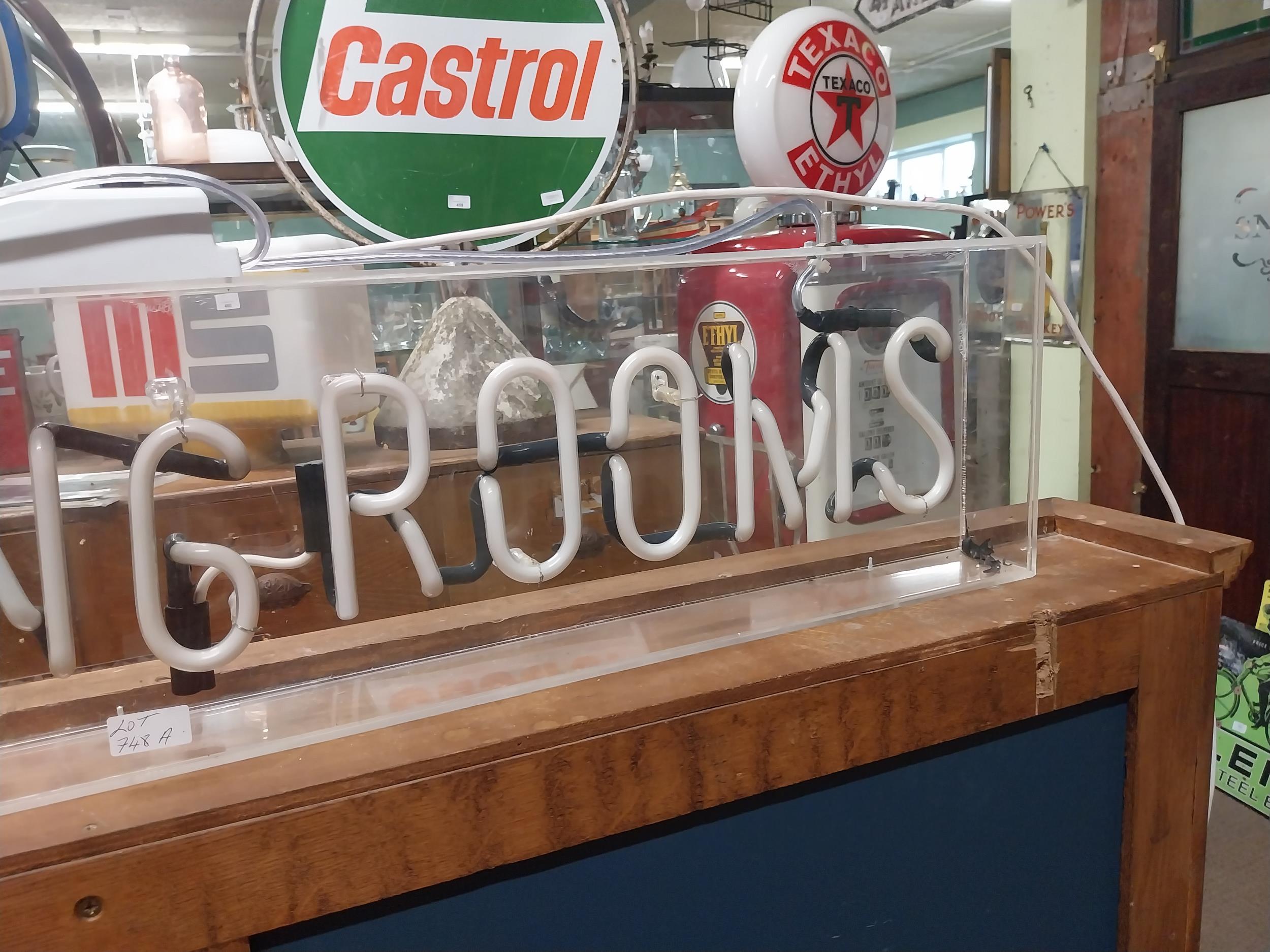 Neon Changing Rooms Perspex light up sign in working order. {25 cm H x 125 cm W x 9 cm D} - Image 3 of 6