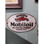 Gargoyle Mobiloil enamel advertising sign. {26 cm H x 40 cm W}.