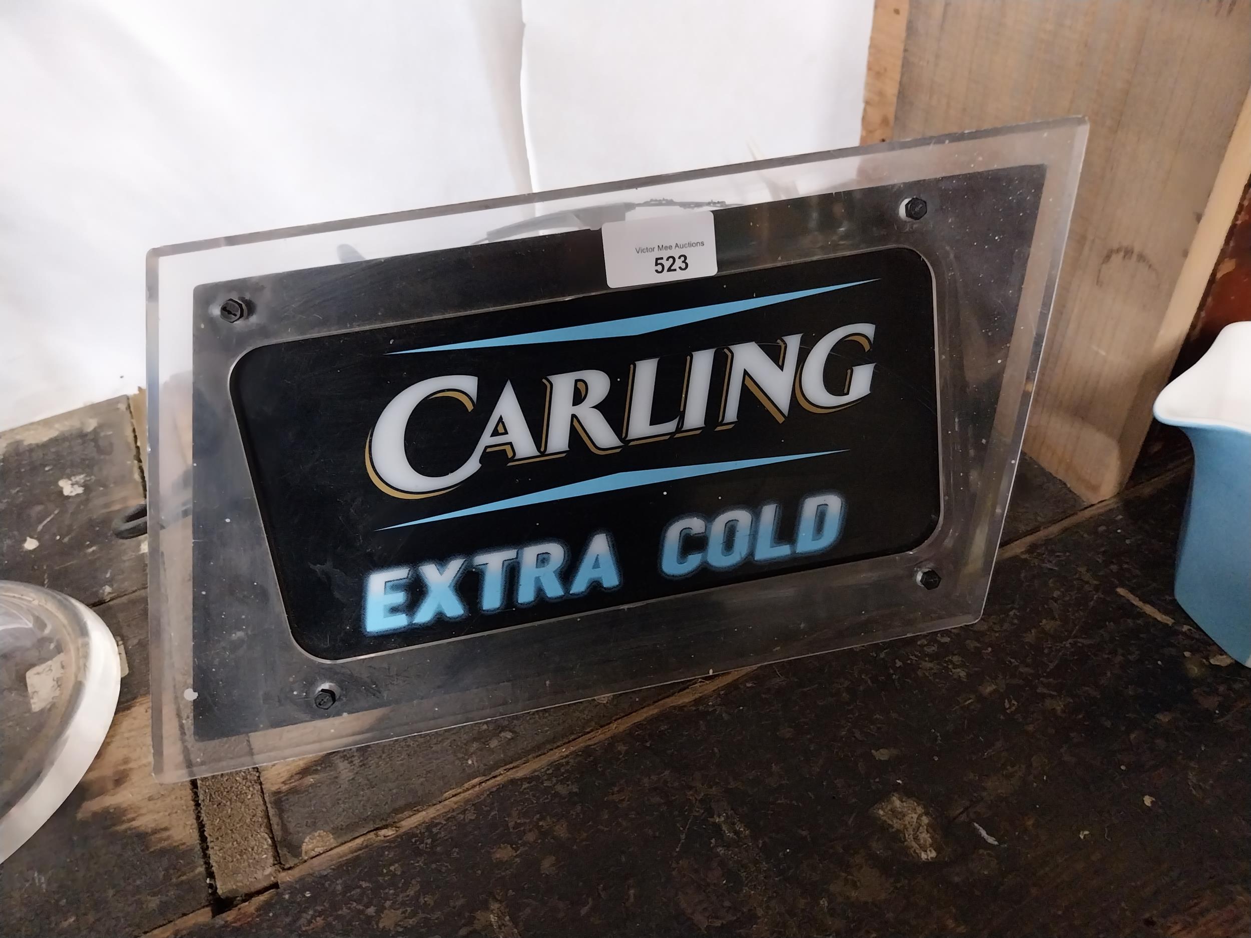 Carling Extra Cold Perspex light up shelf box. {19 cm H x 33 cm W}.