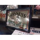 Framed Guinness Extra Stout mirror. {22 cm H x 33 cm W}.