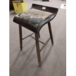 1950's walnut and ash shop stool. {60 cm H x 33 cm W x 31 cm D}.
