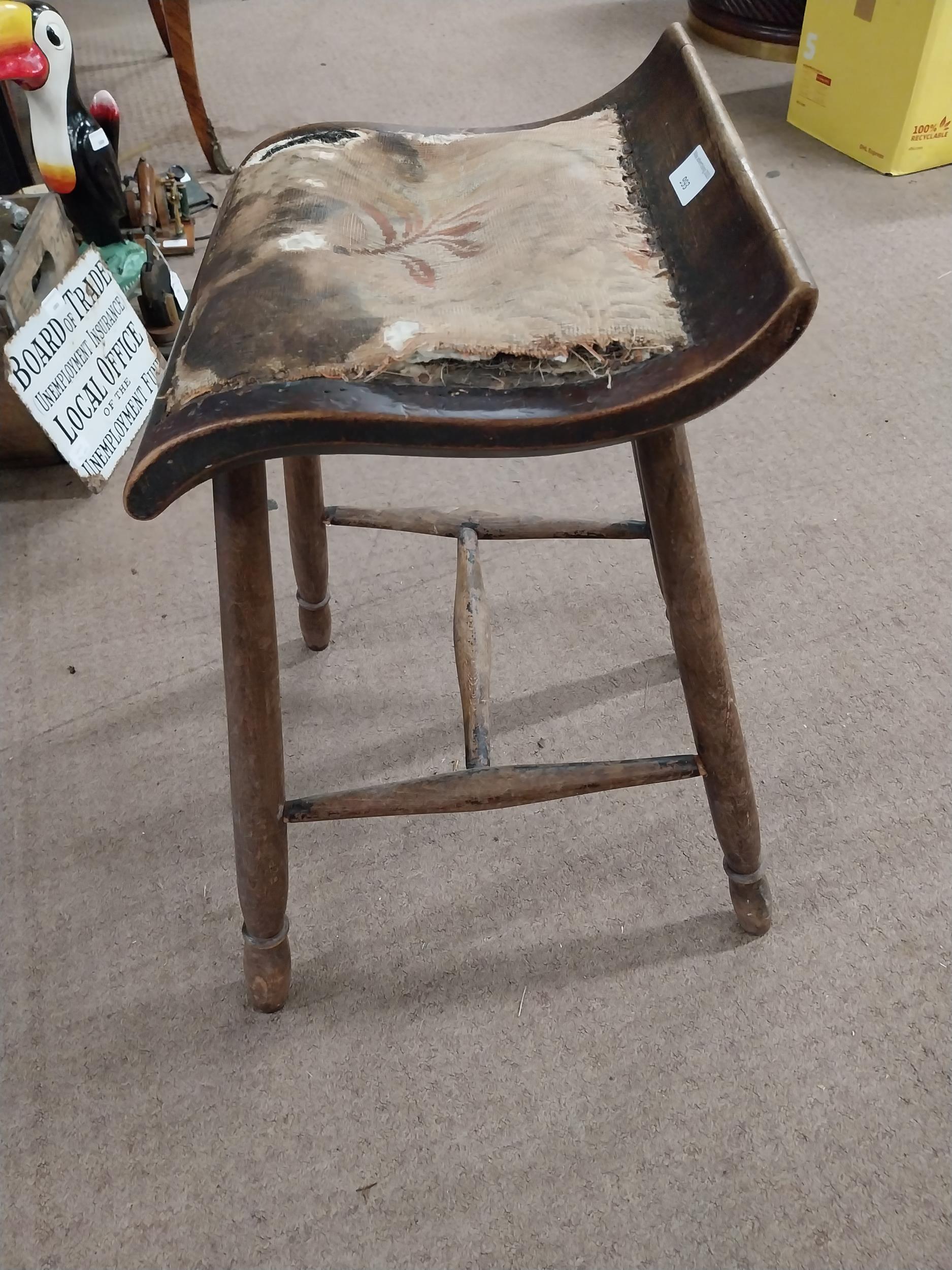 1950's walnut and ash shop stool. {60 cm H x 33 cm W x 31 cm D}. - Image 2 of 2