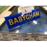 Babycham Perspex clip-on advertising sign. {4 cm H x 13 cm W}.
