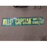 Wills's Capstan Navy Cut enamel advertising sign. {40 cm H x 190 cm W}.