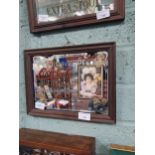 Coca Cola framed advertising mirror. {23 cm H x 31 cm W}.