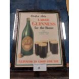 Framed Guinness advertising print. {21 cm H x 17 cm W}.