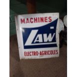 Law Electro-Agricoles double sided enamel advertising sign. {50 cm H x 45 cm W}.