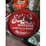 Ellis's Table Waters tin plate advertising tray. {30 cm Diam}