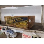 Zebra Grate Polish wooden advertising crate with original label. {12 cm H x 32 cm W x 22 cm D}.