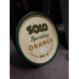 Solo Sparkling Orange tin plate advertising tray. {32 cm Diam}.