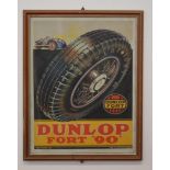Dunlop fort '90' framed advertising print {73cm H x 58cm W}