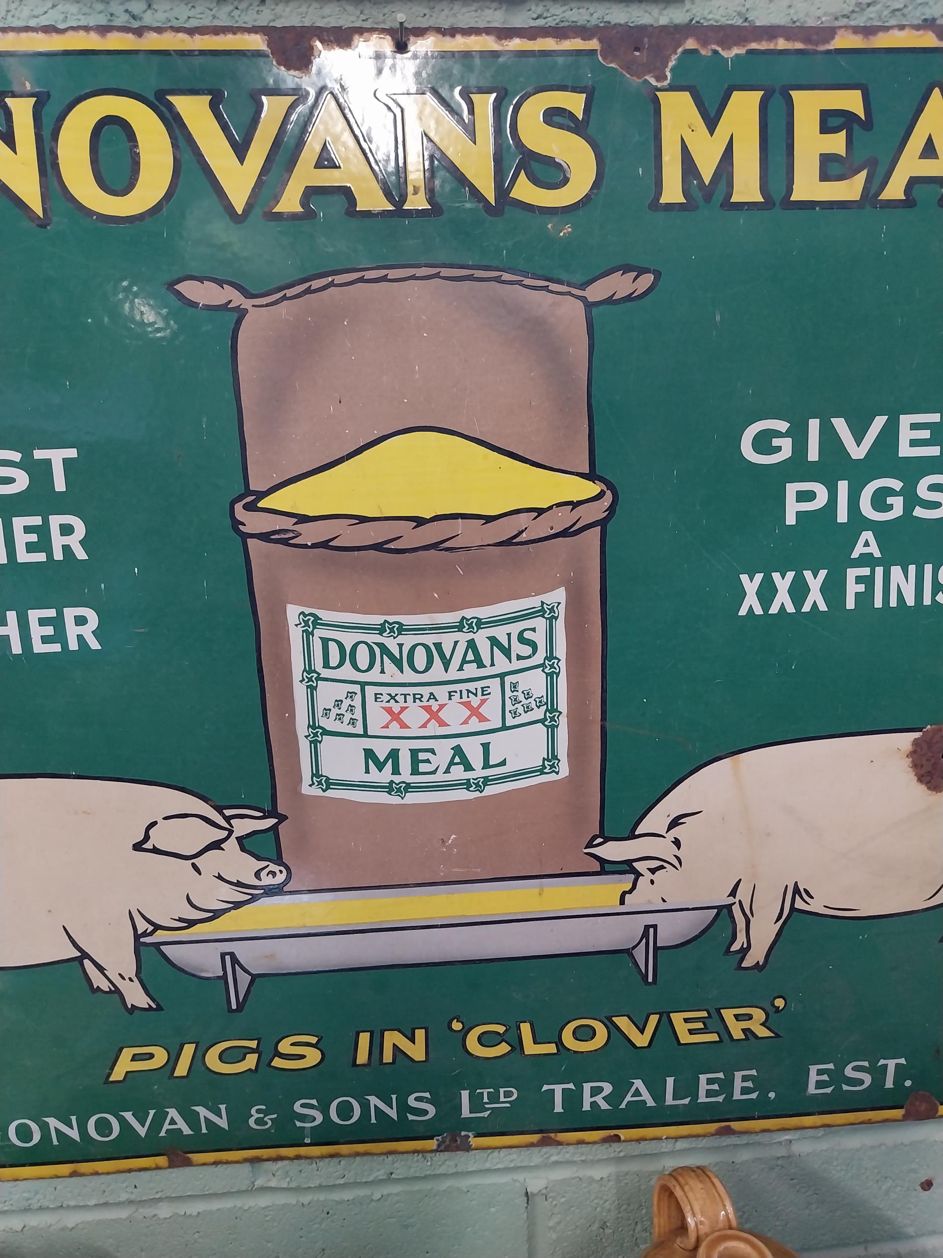 Rare pictorial Donovan's Meal Pigs In Clover John Donovan and Sons Tralee enamel advertising sig. { - Image 3 of 6