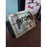 Framed 1980's Perrier advertising mirror. {33 cm H x 43 cm W}.