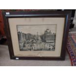 Framed black and white print of O'Connell Street Dublin - Before the Bombardment. {66 cm H x 80 cm