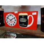 Have a Guinness Tonight Perspex advertising clock. {20 cm H x 42 cm W}.