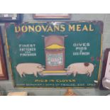 Rare pictorial Donovan's Meal Pigs In Clover John Donovan and Sons Tralee enamel advertising sig. {
