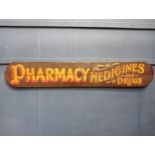 Pharmacy medicines and drug wooden advertisement {H 25cm x W 145cm}
